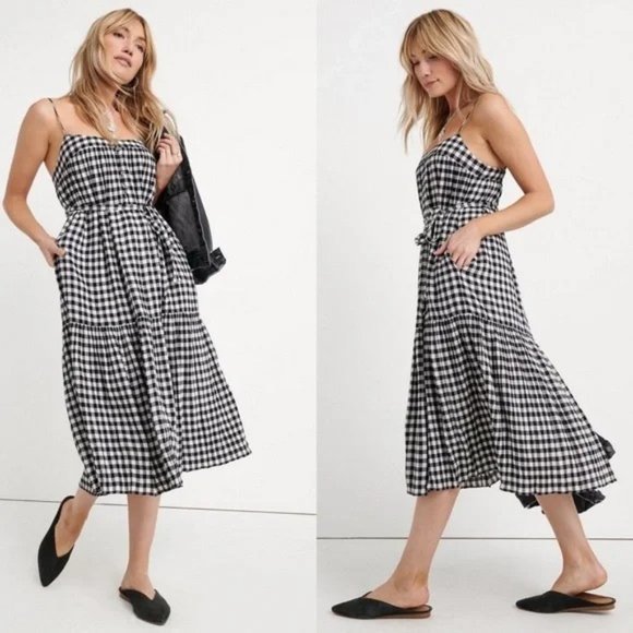 Lucky Brand Dresses & Skirts - Lucky Brand Gingham Midi Dress XS
